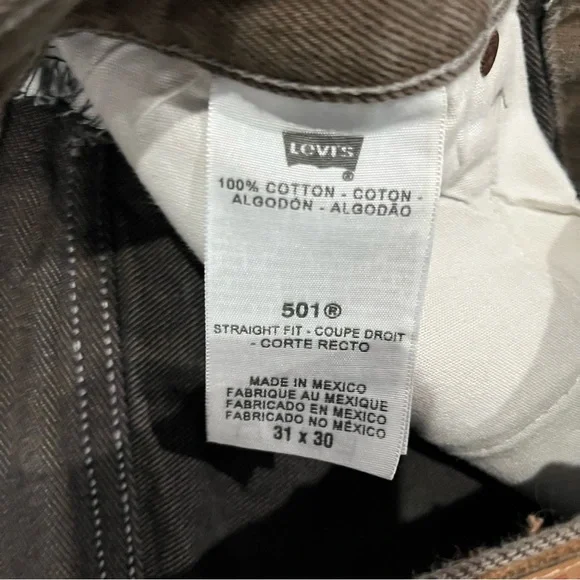 Levi's 501 Men's Jeans 31x30, Brown, Button Fly, Straight Leg, Denim - Picture 5 of 9